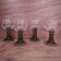 4 Roemer style wine glasses with large olive green stems