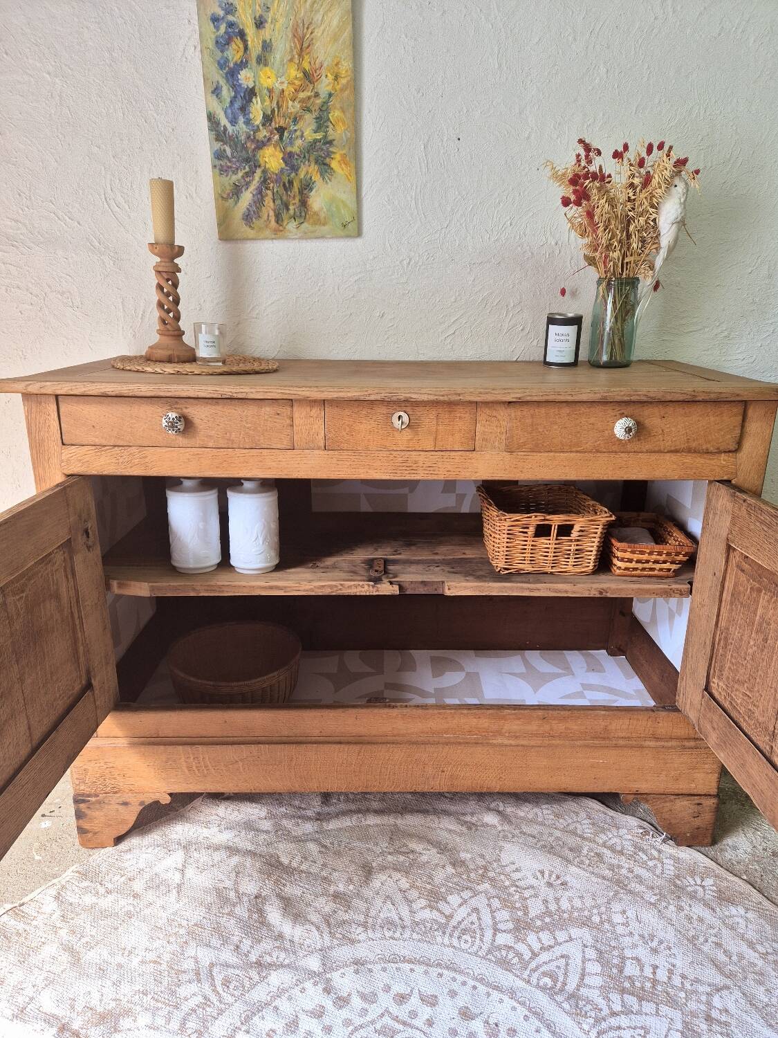 Vintage solid oak sideboard