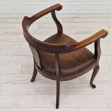 Scandinavian armchair, original condition, leather, oak wood, 1950s,