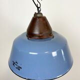 Industrial Blue Enamel and Cast Iron Pendant Light, 1960s