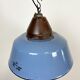 Industrial Blue Enamel and Cast Iron Pendant Light, 1960s
