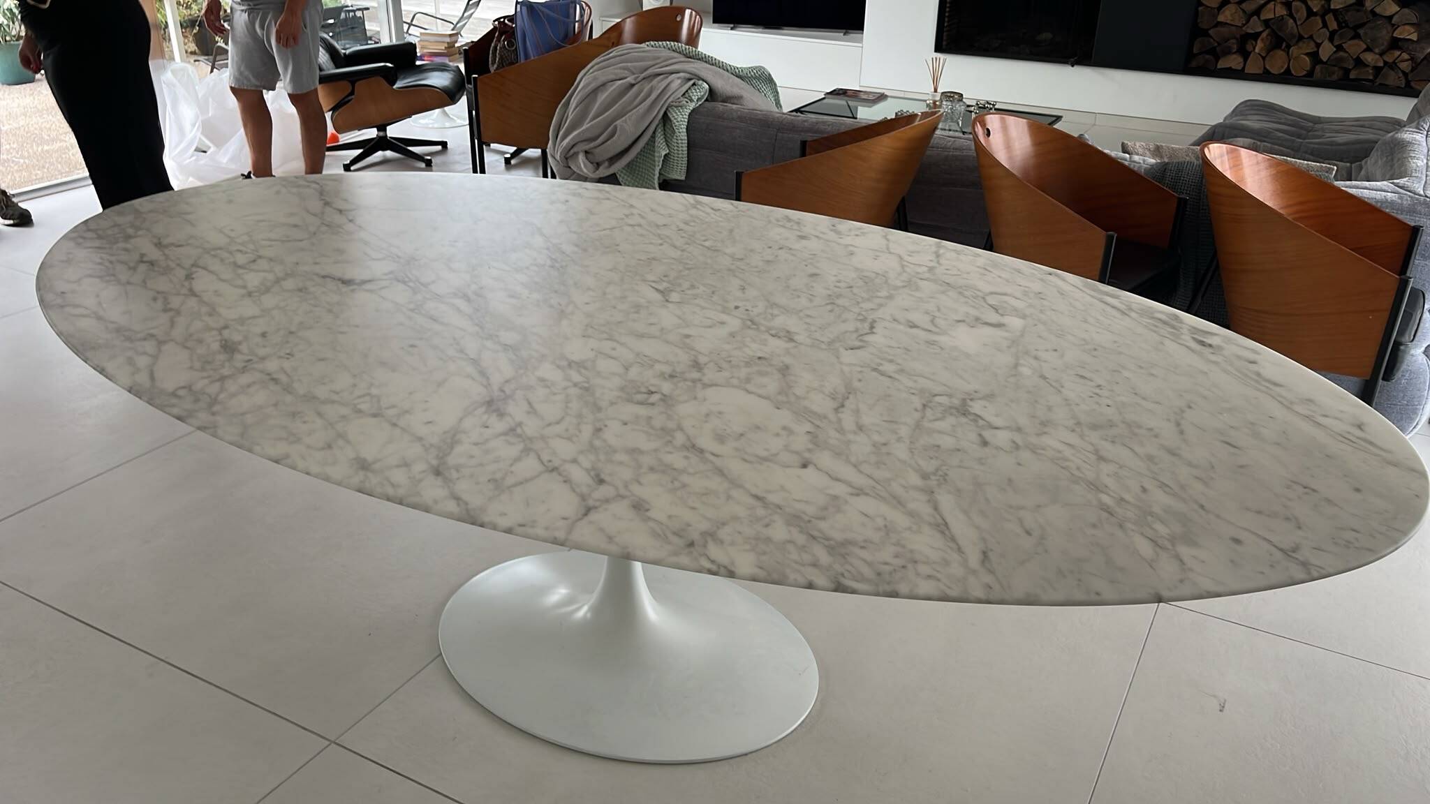 Original Knoll Tulip oval dining table 244x137 Eero Saarinen Arabescato Matt