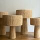 Minimalist bedside lamp raffia size L