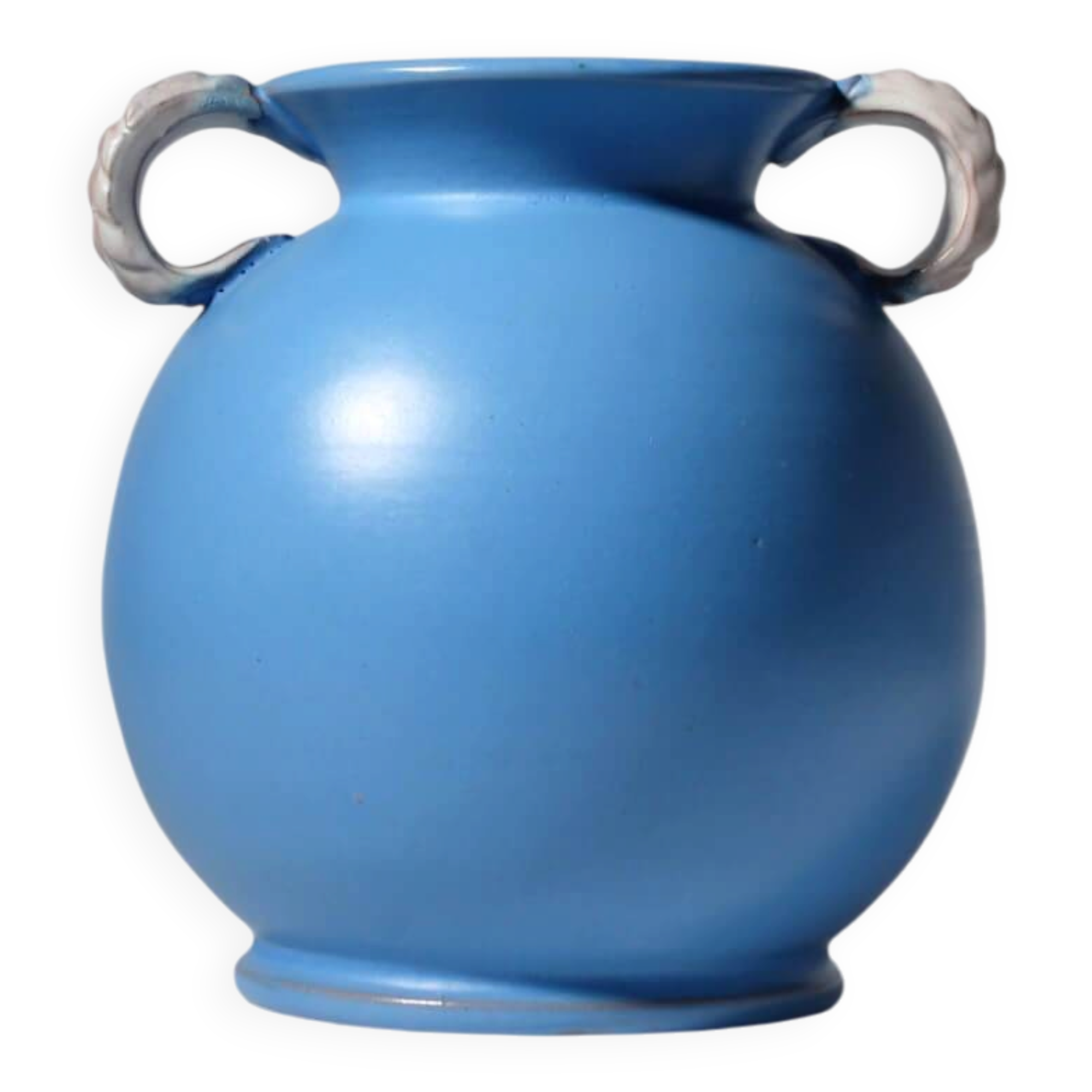 Vase bleu à double anse Art Déco de Gabriel Burmeister, années 1930