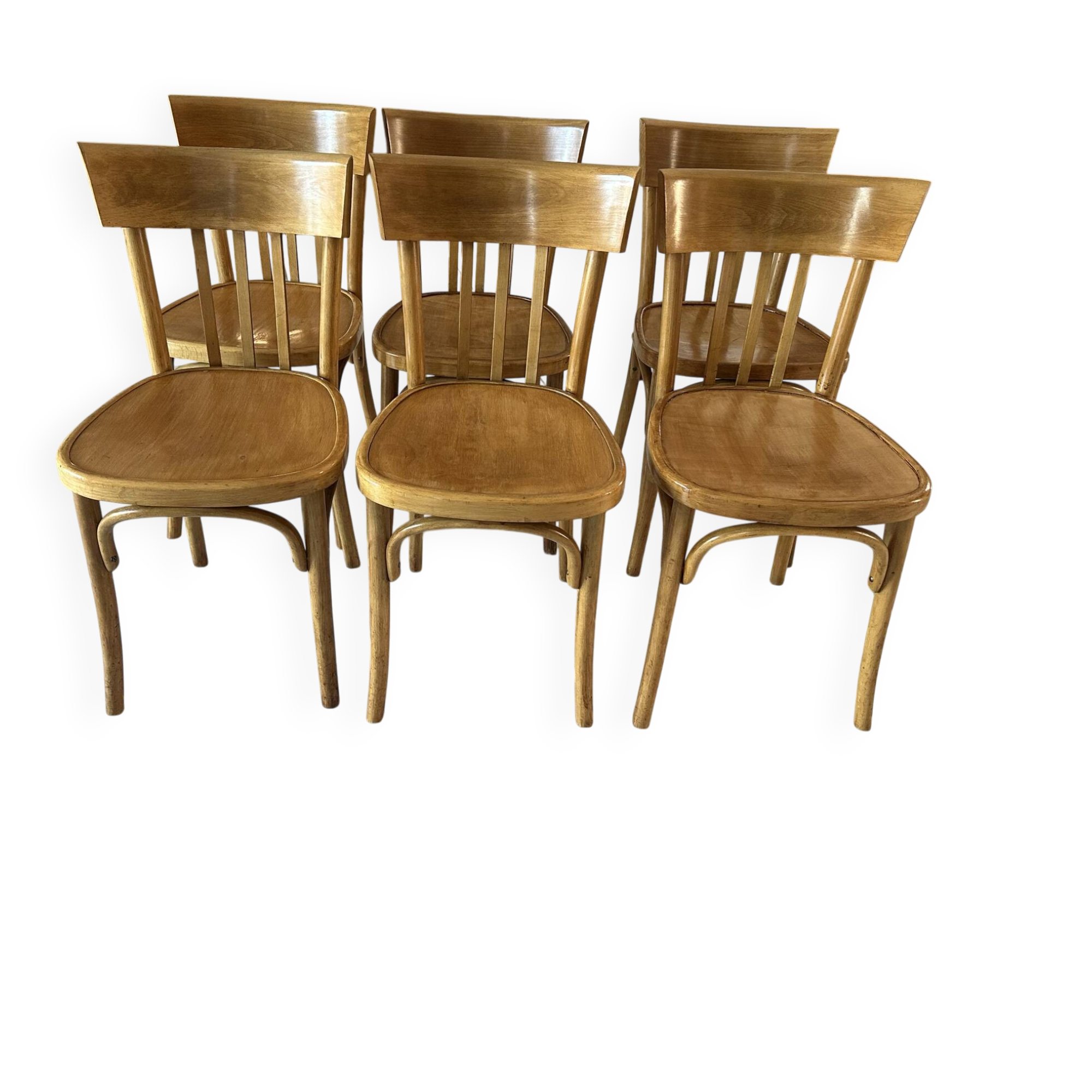 Set of 6 vintage SNCF bistro chairs from the 1960s.