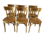 Set of 6 vintage SNCF bistro chairs from the 1960s.