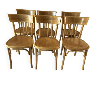 Suite de 6 chaises de Bistrot vintage SNCF 1960