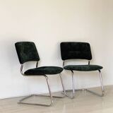 4 Strafor chrome and velvet chairs