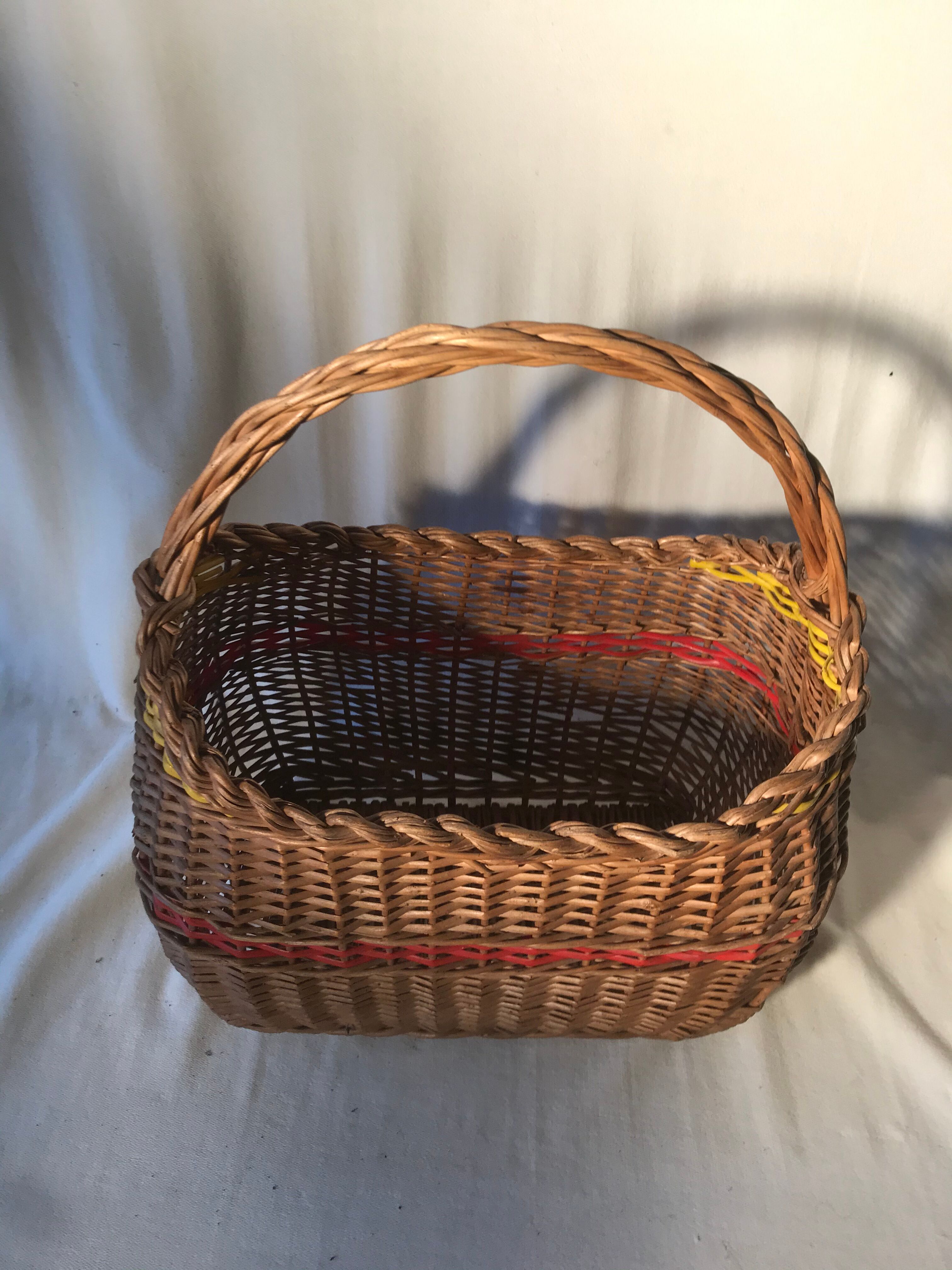 Old Deco Basket in Braided Wicker - Anse Vintage