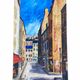 Painting by Dominique Brochard "Domi" – Street Scene – 1967