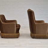 1970s, Danish set of two velour chairs, original condition
