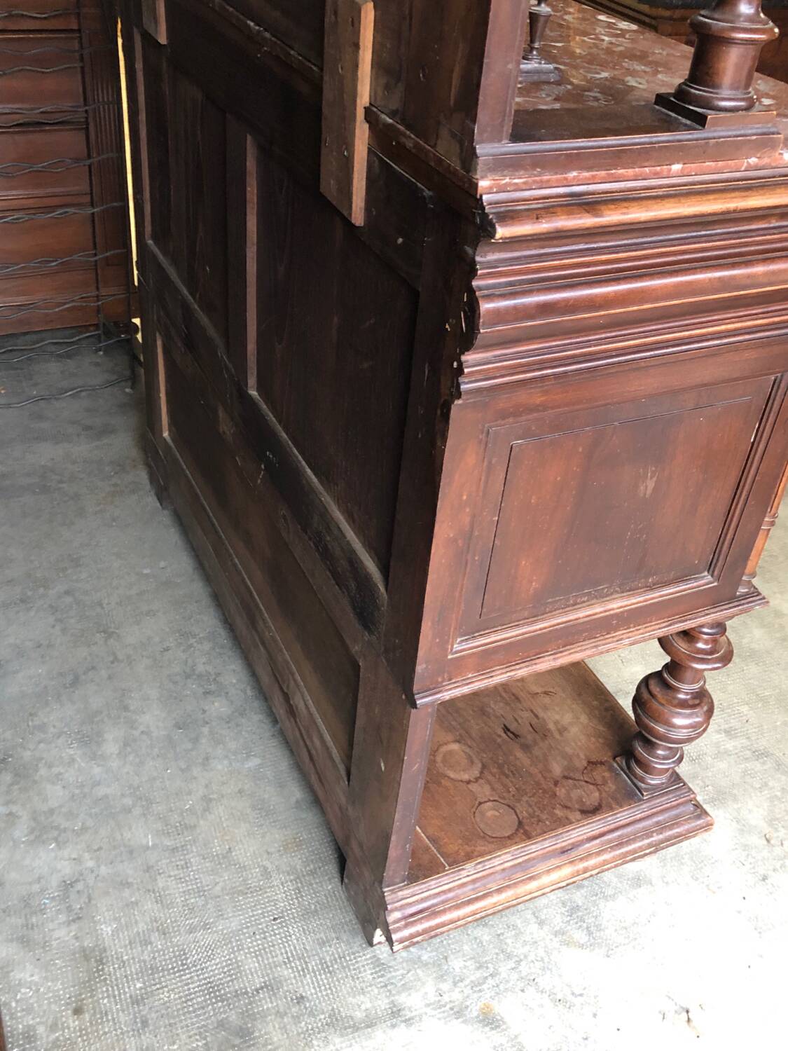 Renaissance sideboard / china cabinet with marble top