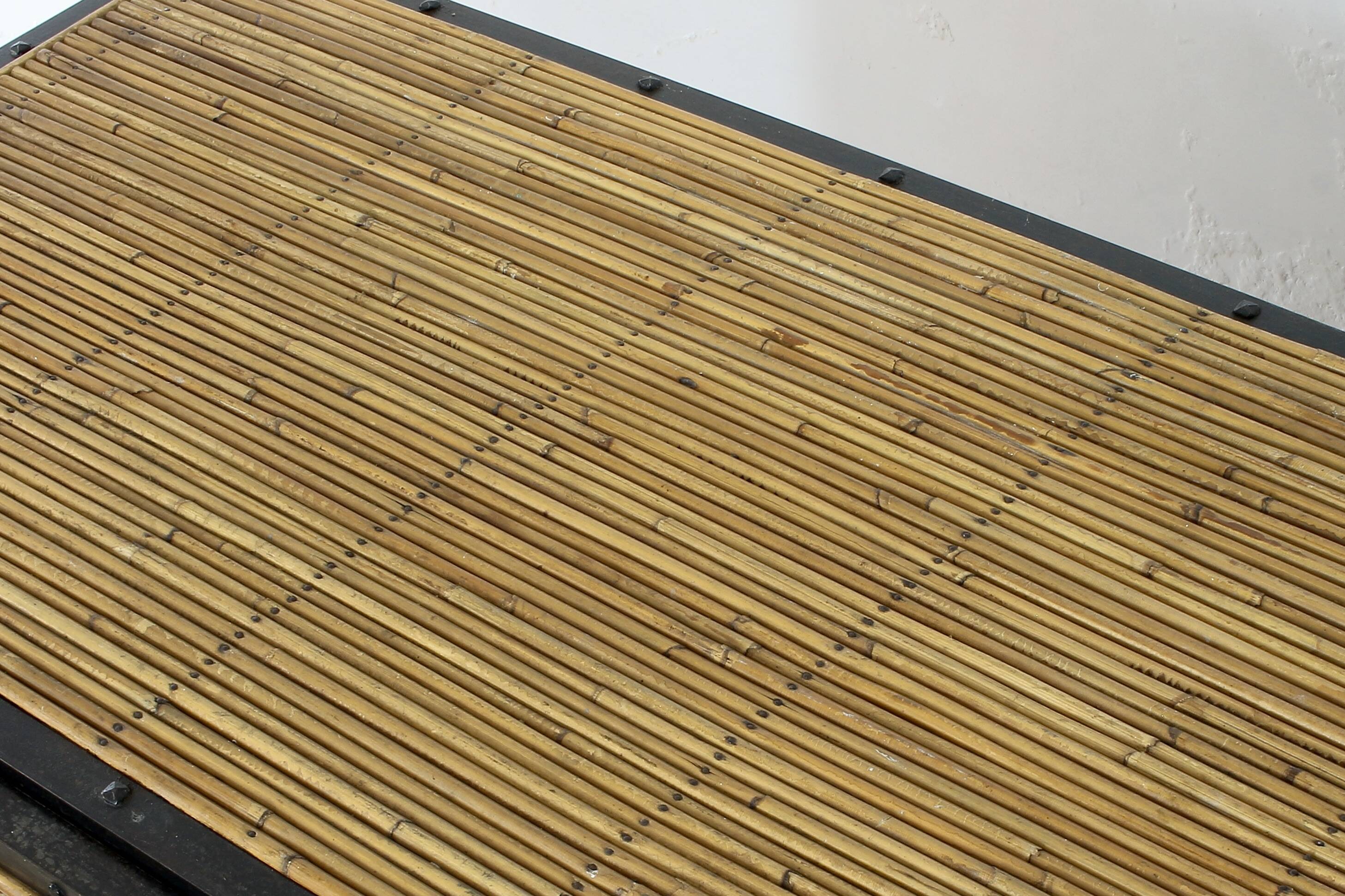 1960s rattan sideboard similar to Audoux & Minnet.