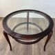 Round mid-century coffee table in walnut with a double top by Paolo Buffa.