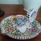 V.Pinto ceramic candle holder, Vietri. floral decor