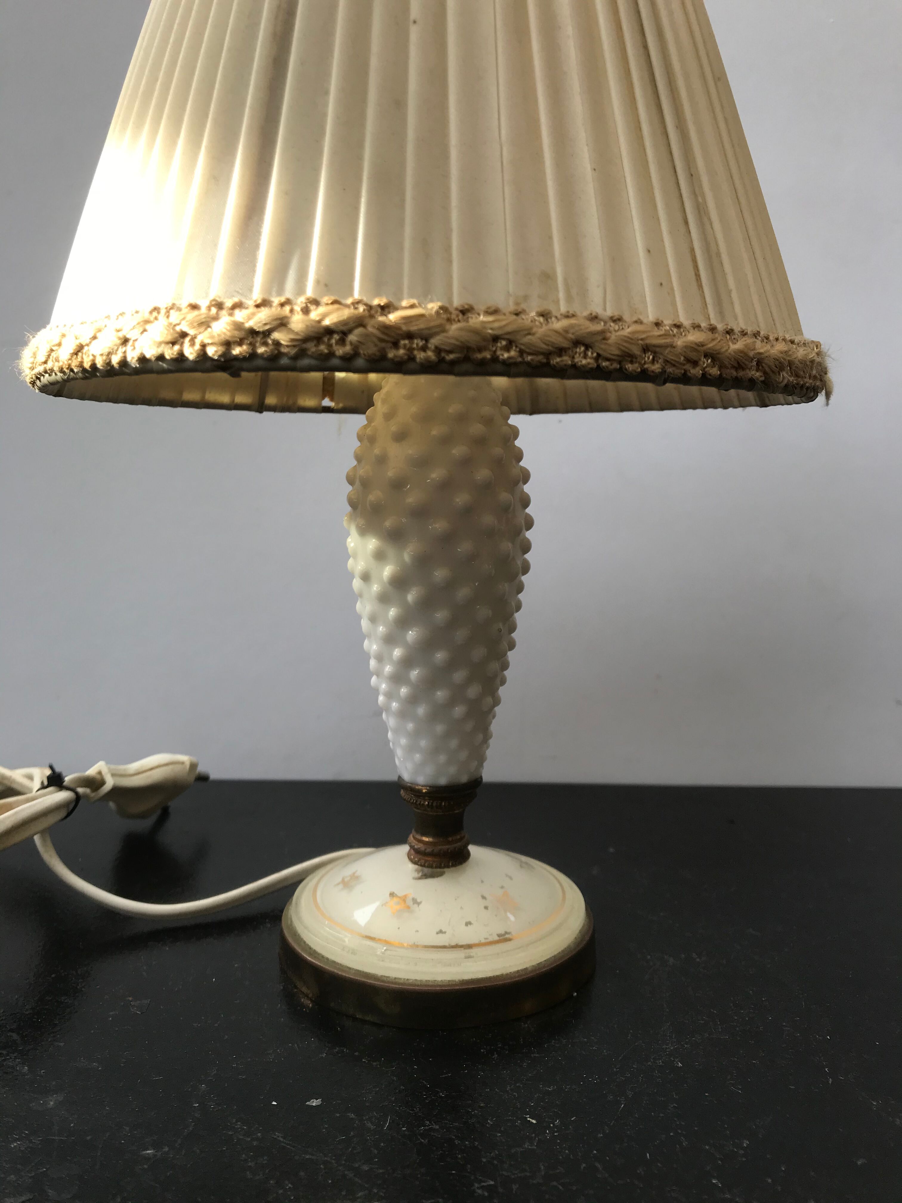 Former Laiton Body Lamp - Glass - White Opaline - Vintage Lampshade
