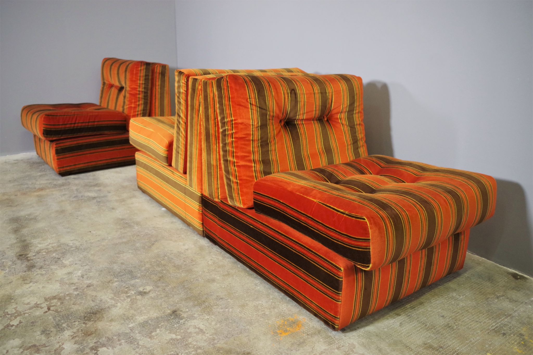 Striped armchairs, 1970s, set of 3