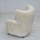 1960s, Danish design, reupholstered highback armchair, genuine sheepskin.