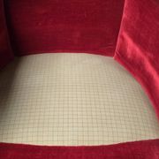 Pair of Louis XV style bergère armchairs in red velvet