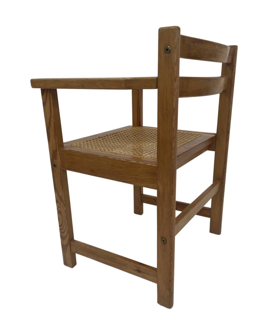 Vintage chair in webbing and pinewood from the 70s minimalist design