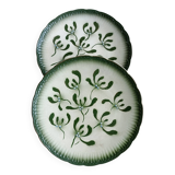 Rare Badonviller plates late 19th mistletoe decor
