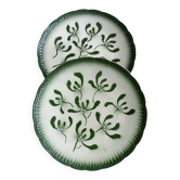 Rare Badonviller plates late 19th mistletoe decor
