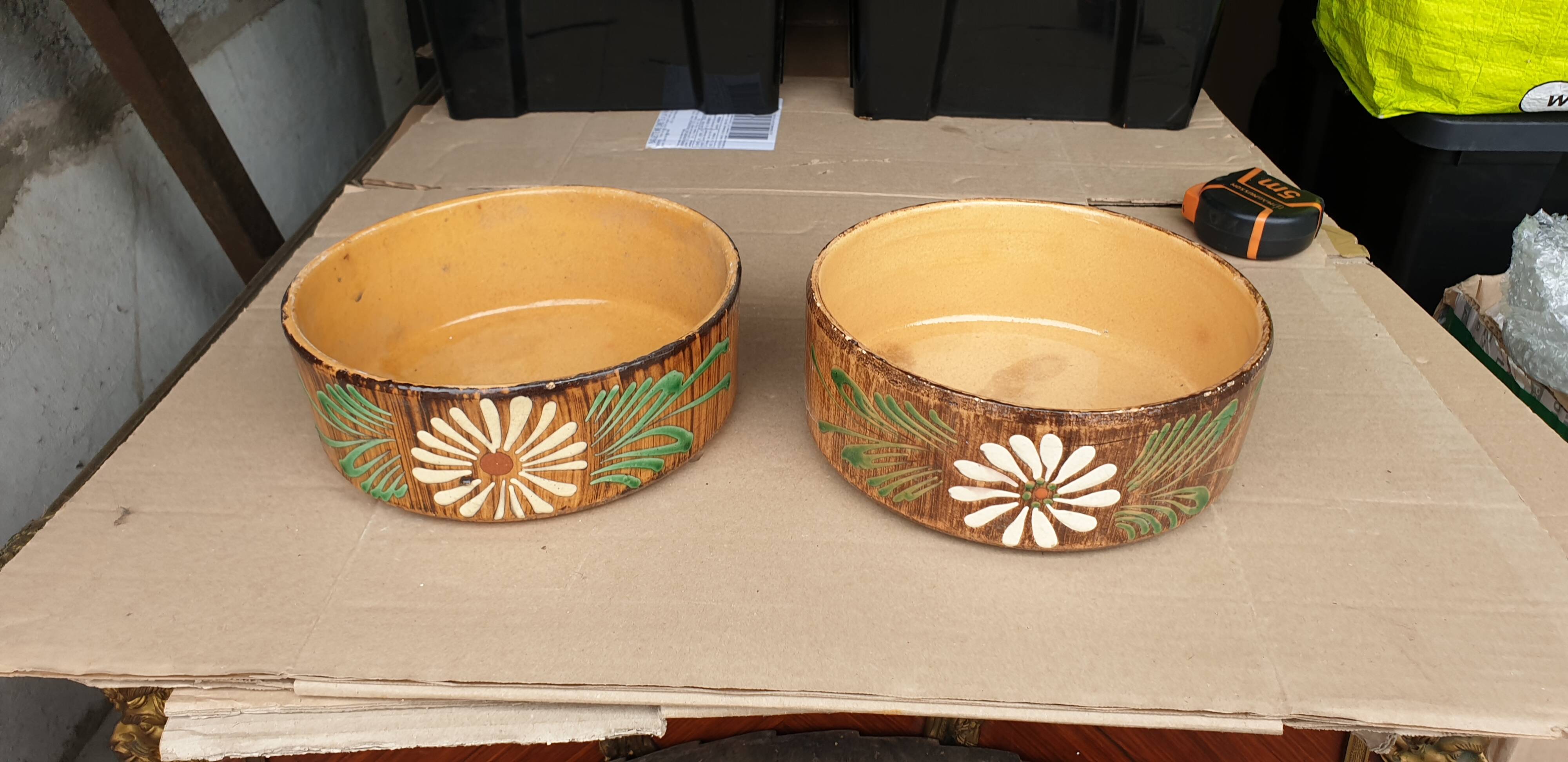 2 plats à manqué terre cuite vernissé alsacienne
