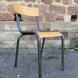 Lot de 6 chaises industrielles école vintage collectivités mullca delagrave tube & bois