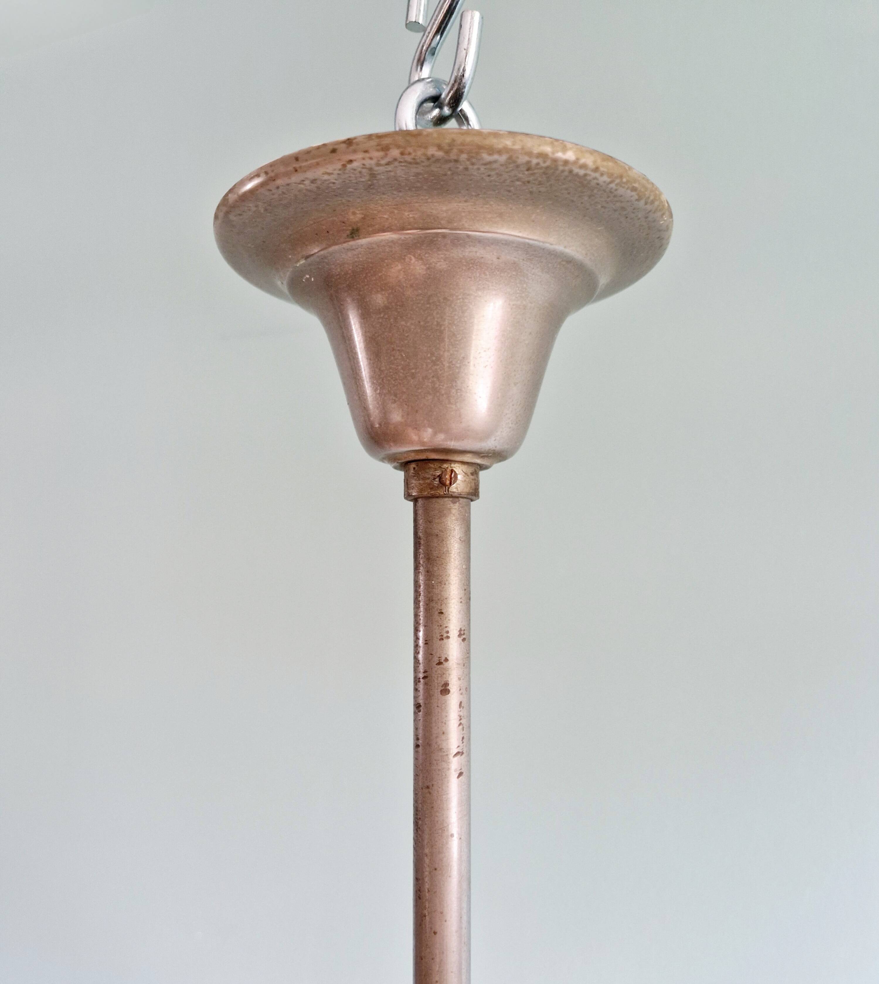 Art Deco pendant light in white opaline glass, 1930s
