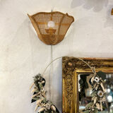 Pair of vintage rattan sconces