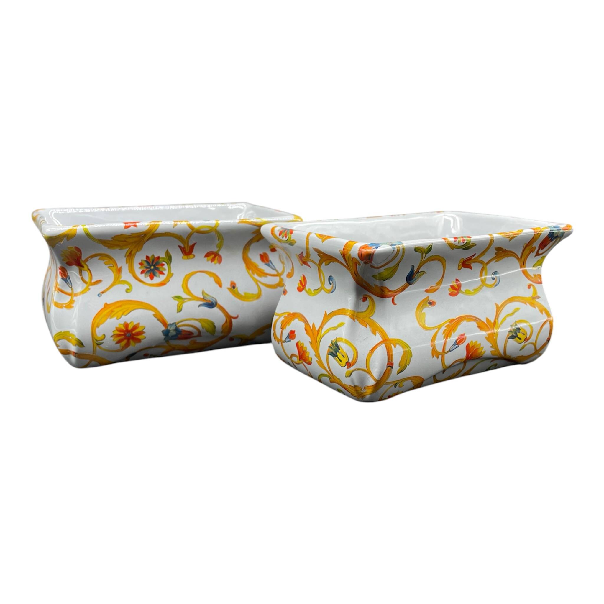 Pair of planters, Martinetti Paris, artisanal porcelain