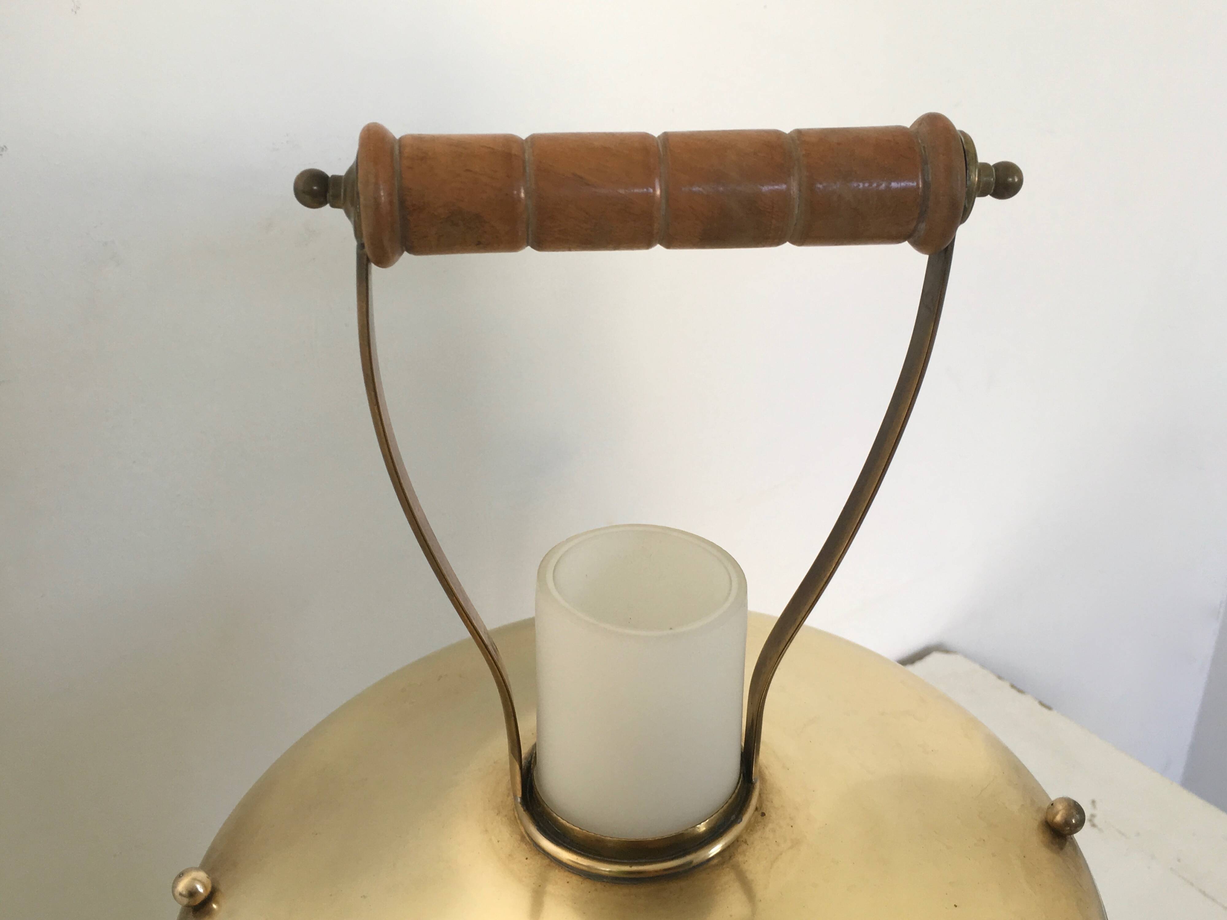 Elegant Vintage Brass and Encased Glass Lantern Table Lamp, Italy