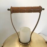 Elegant Vintage Brass and Encased Glass Lantern Table Lamp, Italy