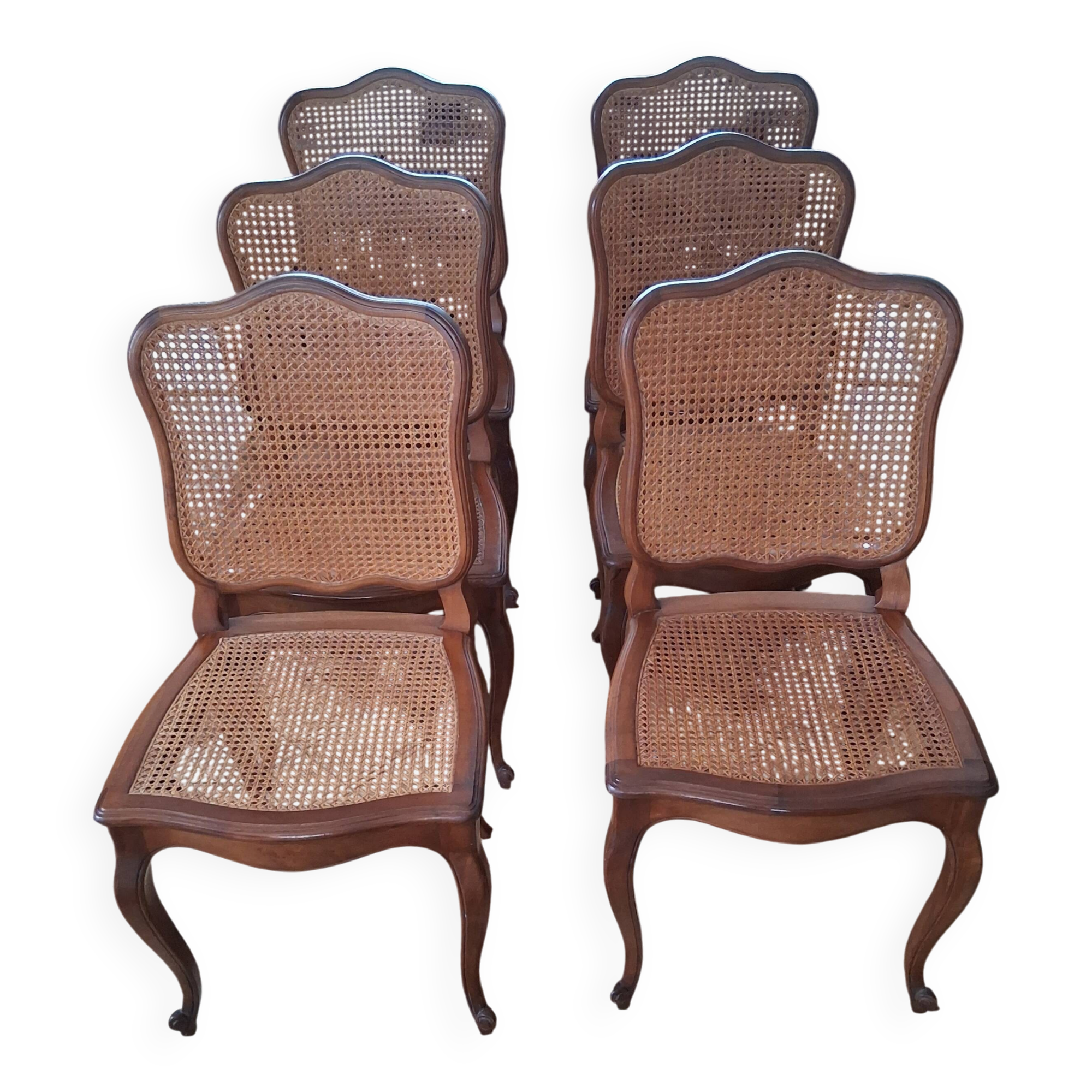 Wooden chairs with caning in Louis XV style