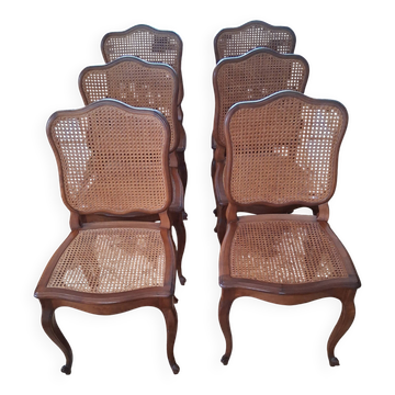 Wooden chairs with caning in Louis XV style