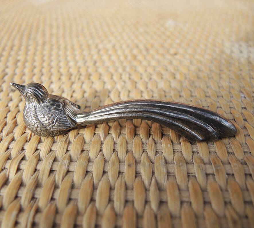 10 vintage name holders / bird knives silea in metal