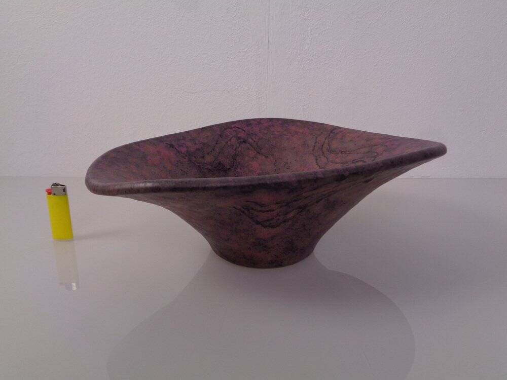 Large Purple & Black 704 Ruscha Art Ceramic Bowl, Germany, 1960s