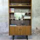 Vintage modernist display cabinet in wood