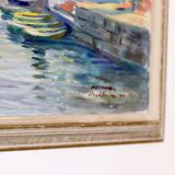 1940's Finish Mid-Century Oil On Canvas Painting" Stockholm" by Pentti Veroma --Vintage & Framed