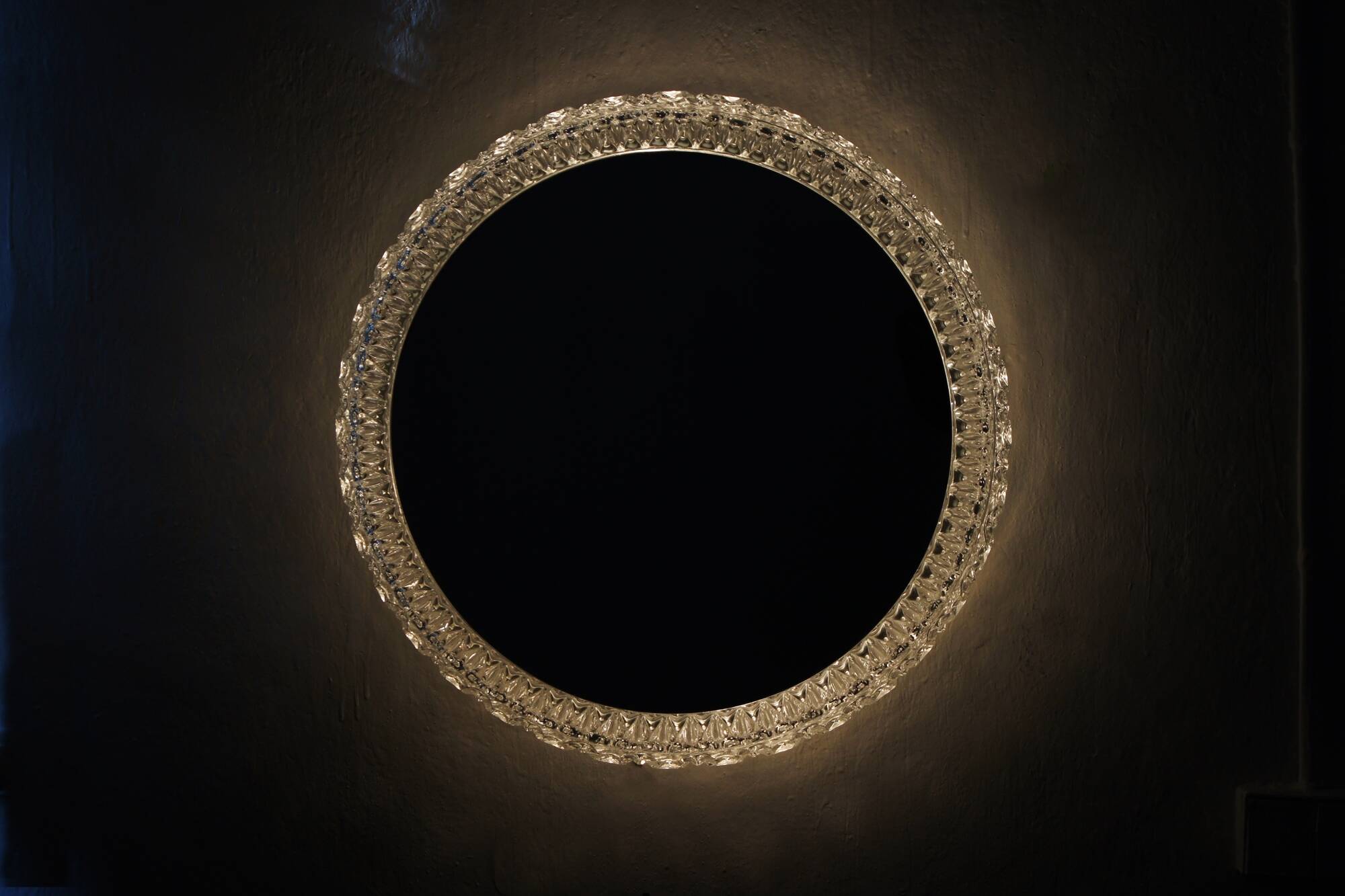 Large Vintage Mirror Lamp from Glashütte Limburg