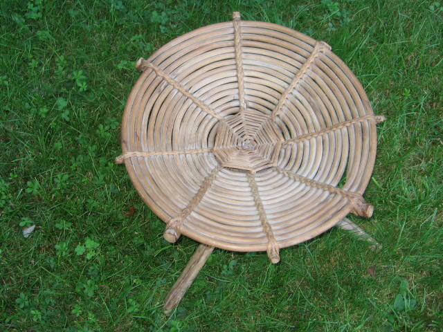 Low seat vintage rattan and wood