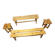 Set of 2 benches and 2 stools in pine, 1970s mountain style.