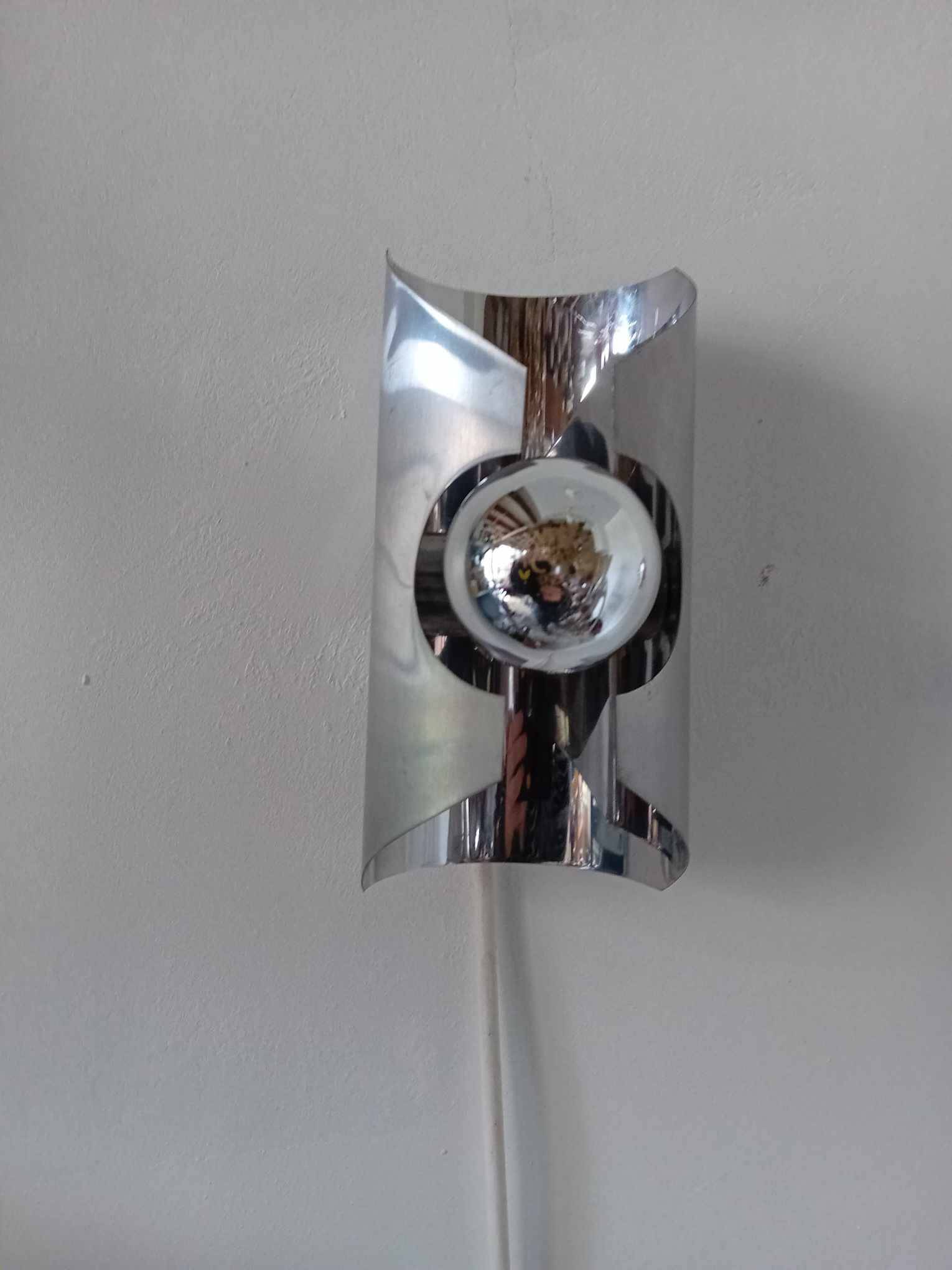 Paire d'appliques  Space Art années 70 inox