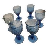 6 verres à pied seventies/eighties  au décor fruité