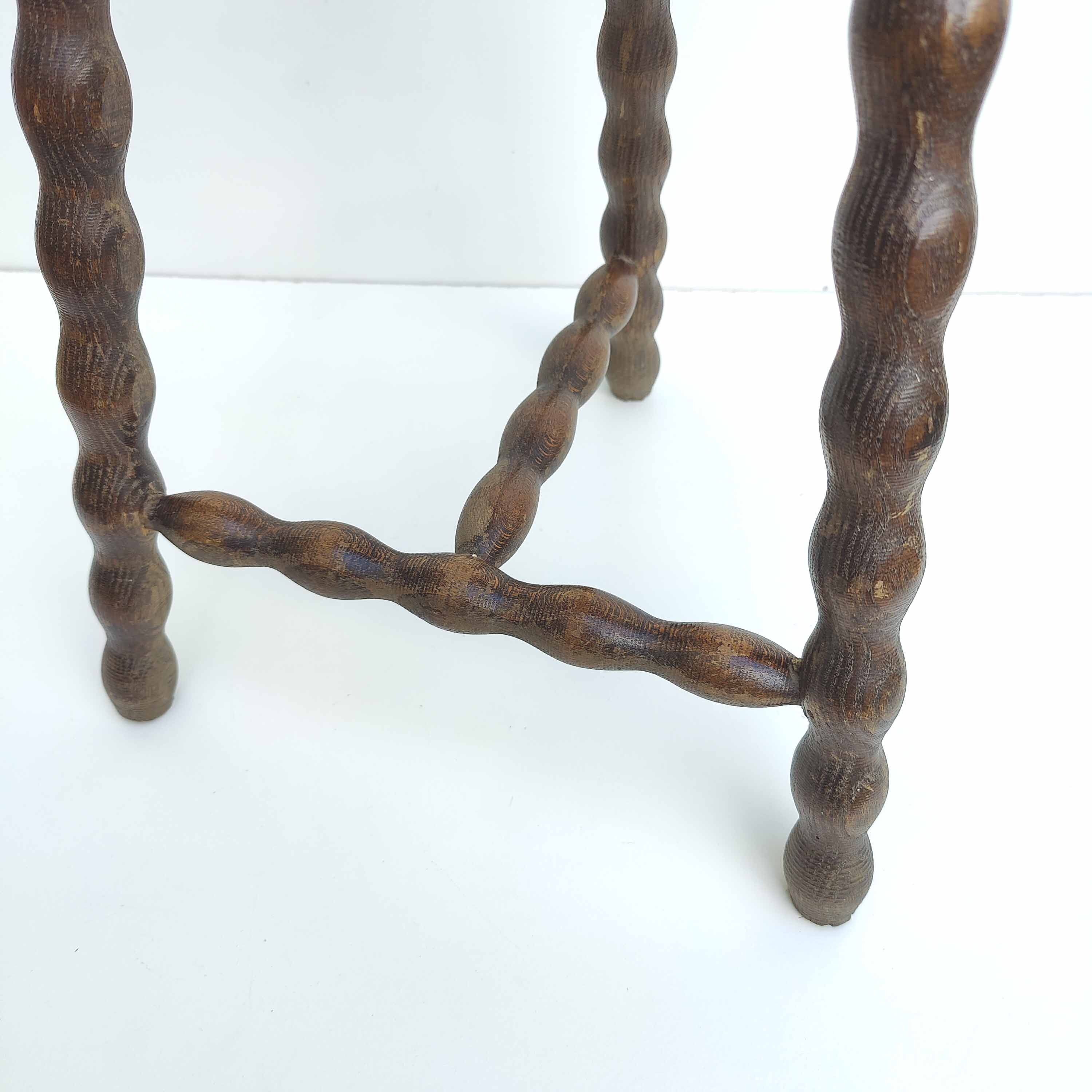 Tripod stool solid wood beaded feet