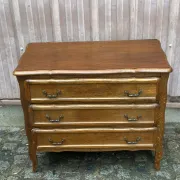 Curved commode with 3 drawers in Louis XV style, made of oak, 1980.