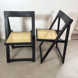Paire de chaises cannées pliantes