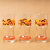 7 glasses orangeade orange pattern circles silkscreen prints vintage 1970