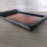 Meal tray wood glass metal vintage