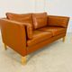 Vintage retro danish mogens hansen 2 person cognac leather sofa